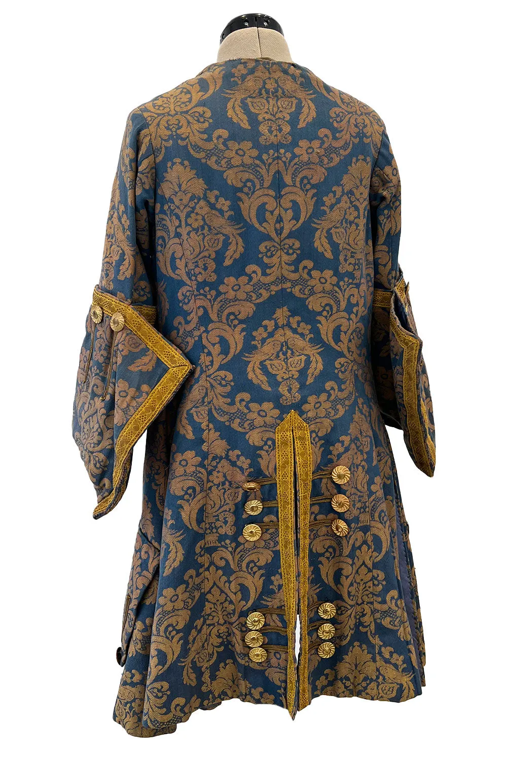 Remarkable Late 1800s Charles H. Fox Theatre Costume Gold & Blue Brocade Great Coat
