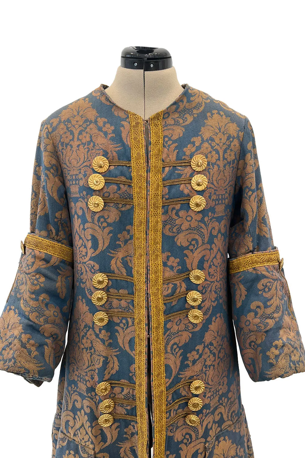 Remarkable Late 1800s Charles H. Fox Theatre Costume Gold & Blue Brocade Great Coat