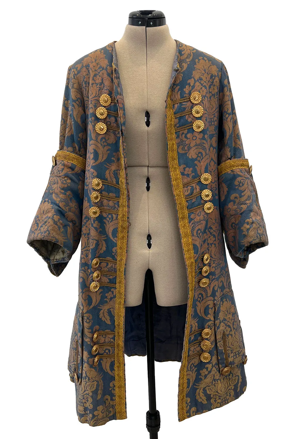 Remarkable Late 1800s Charles H. Fox Theatre Costume Gold & Blue Brocade Great Coat