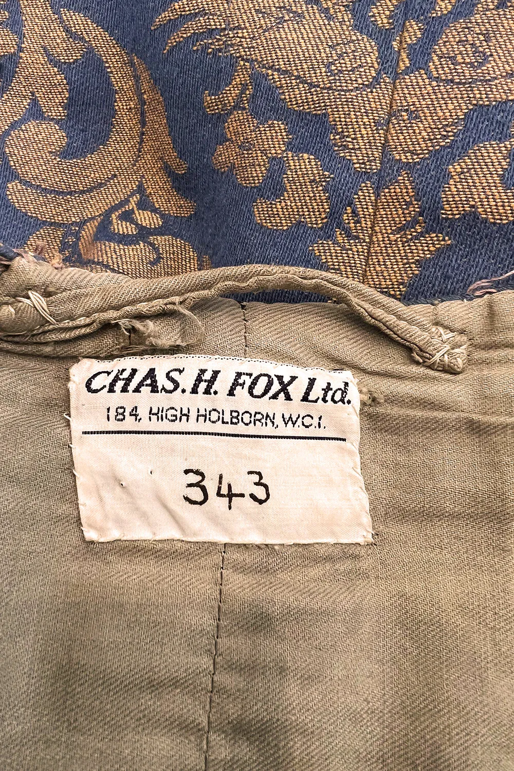 Remarkable Late 1800s Charles H. Fox Theatre Costume Gold & Blue Brocade Great Coat
