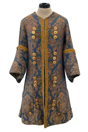 Remarkable Late 1800s Charles H. Fox Theatre Costume Gold & Blue Brocade Great Coat