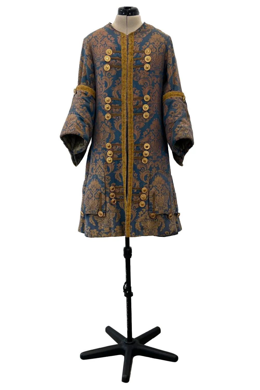 Remarkable Late 1800s Charles H. Fox Theatre Costume Gold & Blue Brocade Great Coat