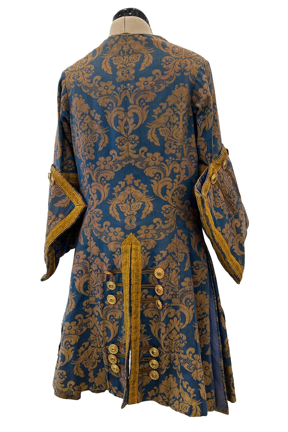 Remarkable Late 1800s Charles H. Fox Theatre Costume Gold & Blue Brocade Great Coat