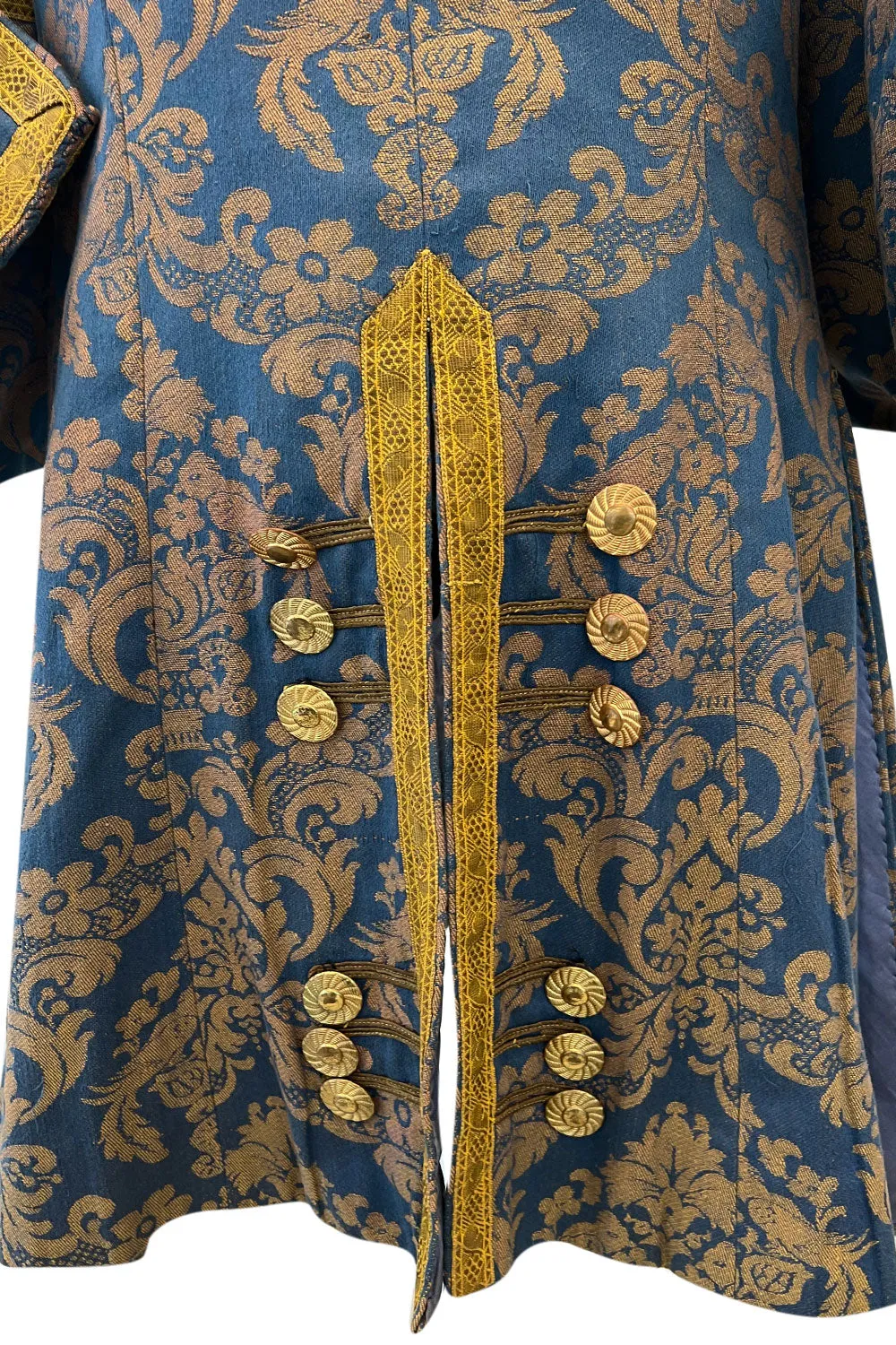 Remarkable Late 1800s Charles H. Fox Theatre Costume Gold & Blue Brocade Great Coat