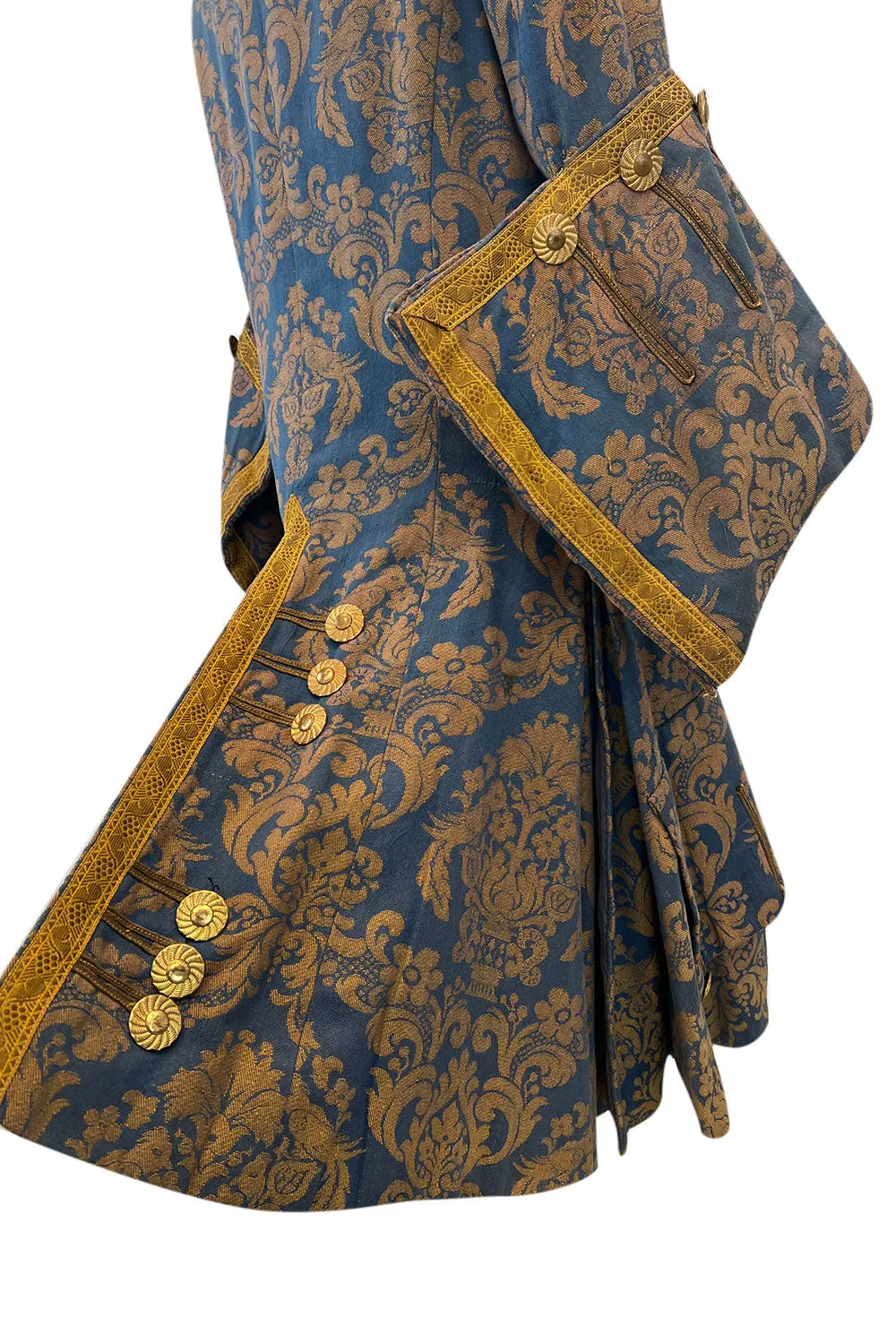 Remarkable Late 1800s Charles H. Fox Theatre Costume Gold & Blue Brocade Great Coat