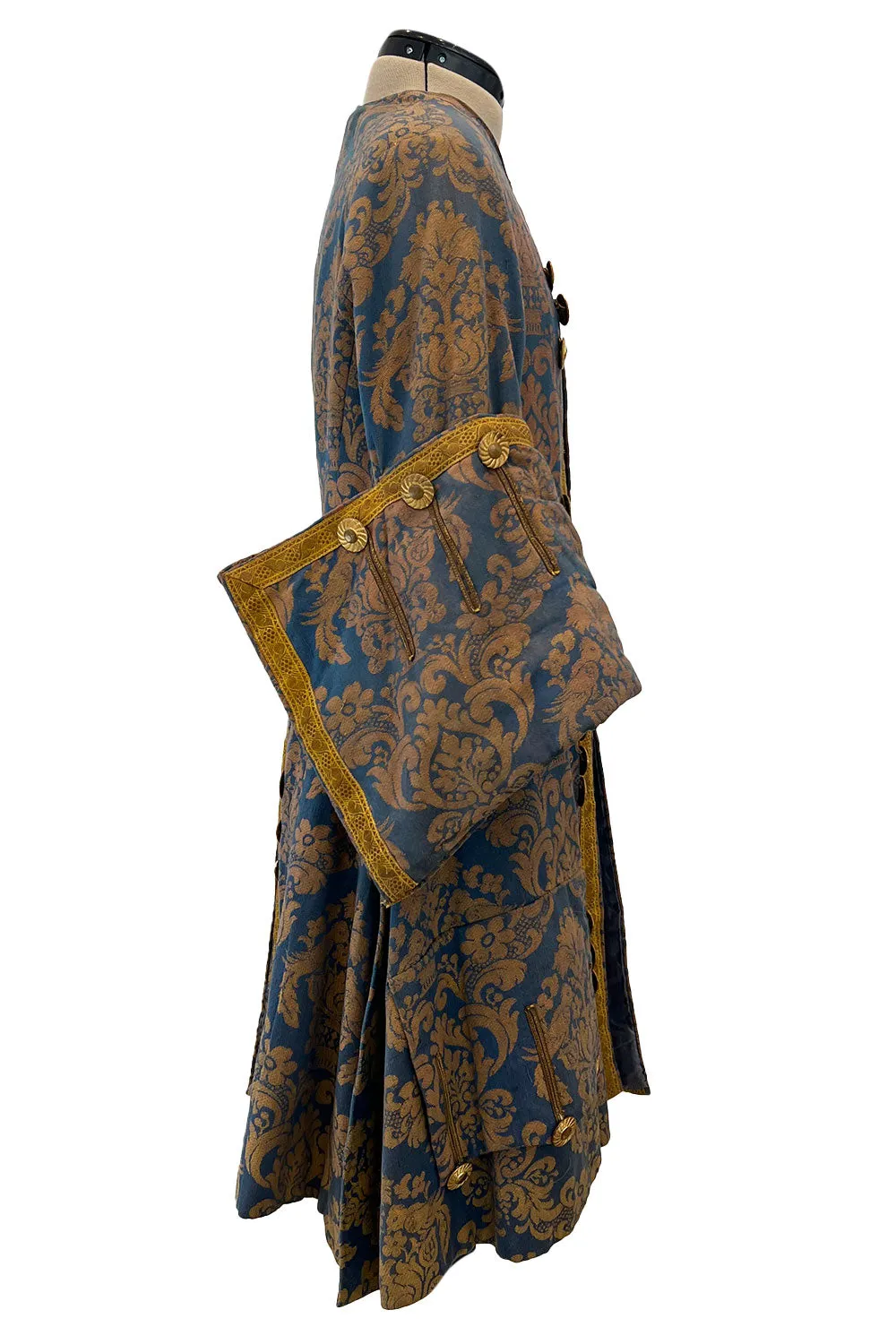 Remarkable Late 1800s Charles H. Fox Theatre Costume Gold & Blue Brocade Great Coat