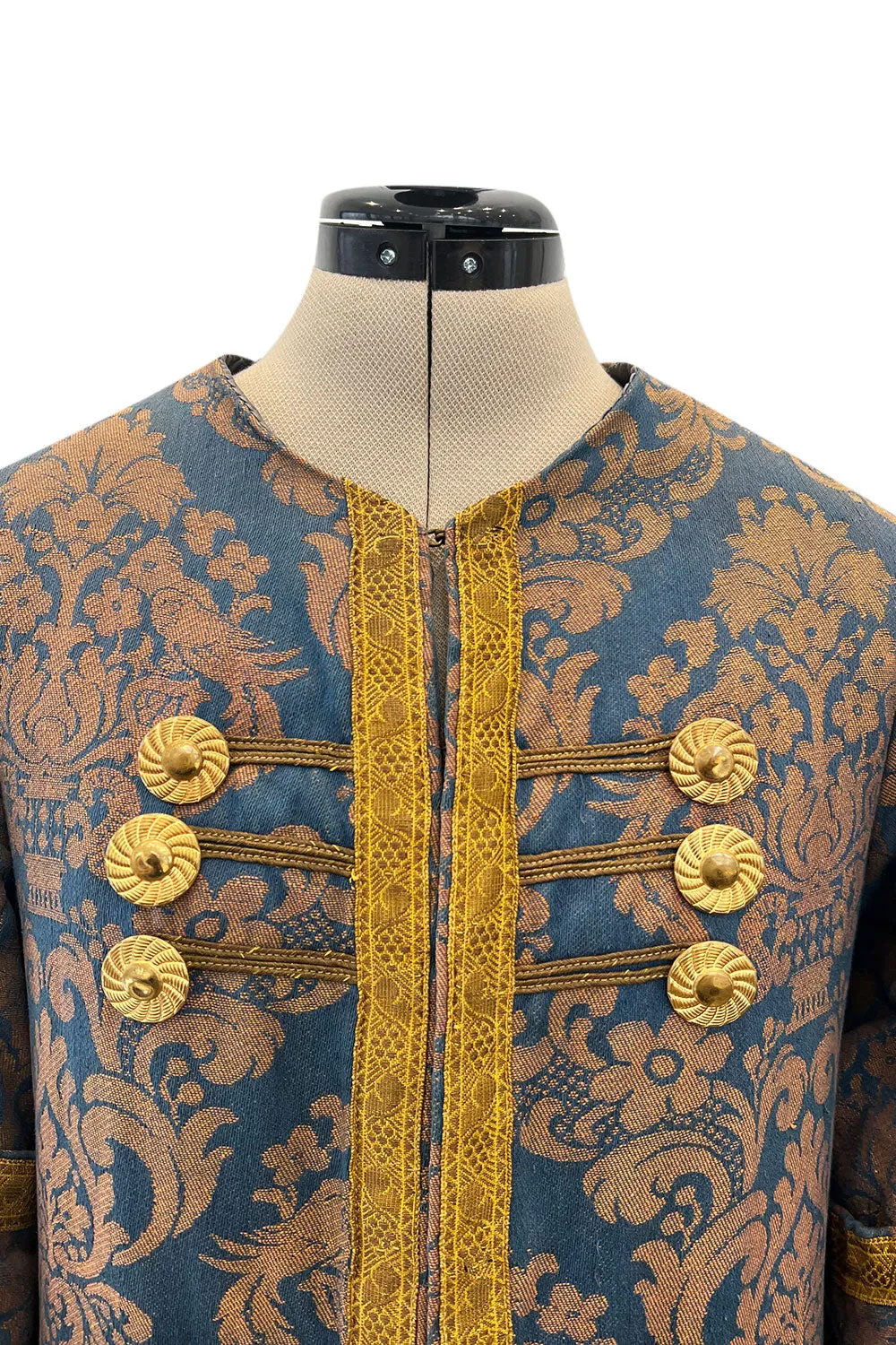 Remarkable Late 1800s Charles H. Fox Theatre Costume Gold & Blue Brocade Great Coat