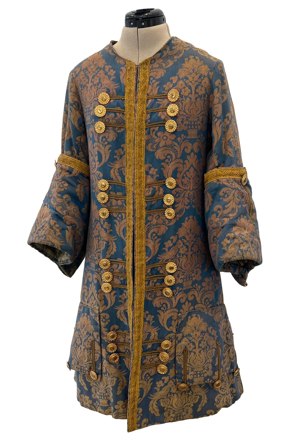 Remarkable Late 1800s Charles H. Fox Theatre Costume Gold & Blue Brocade Great Coat