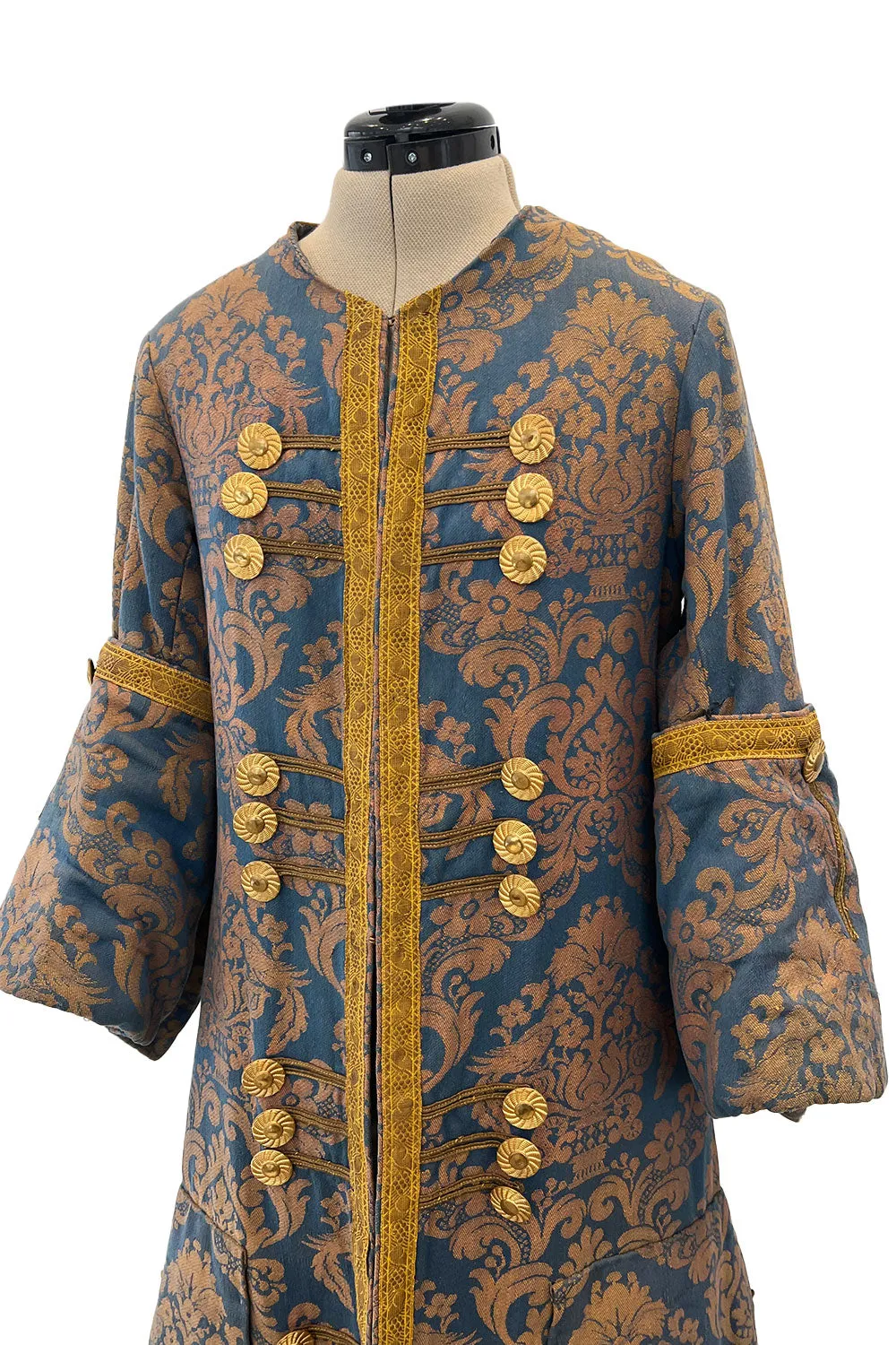 Remarkable Late 1800s Charles H. Fox Theatre Costume Gold & Blue Brocade Great Coat