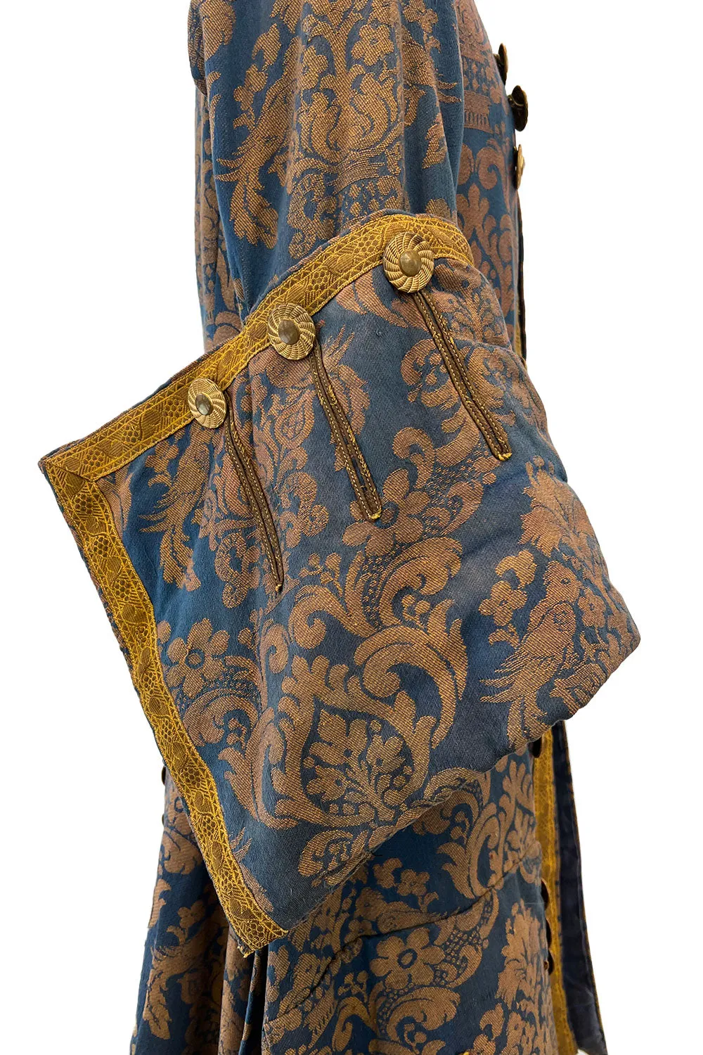Remarkable Late 1800s Charles H. Fox Theatre Costume Gold & Blue Brocade Great Coat