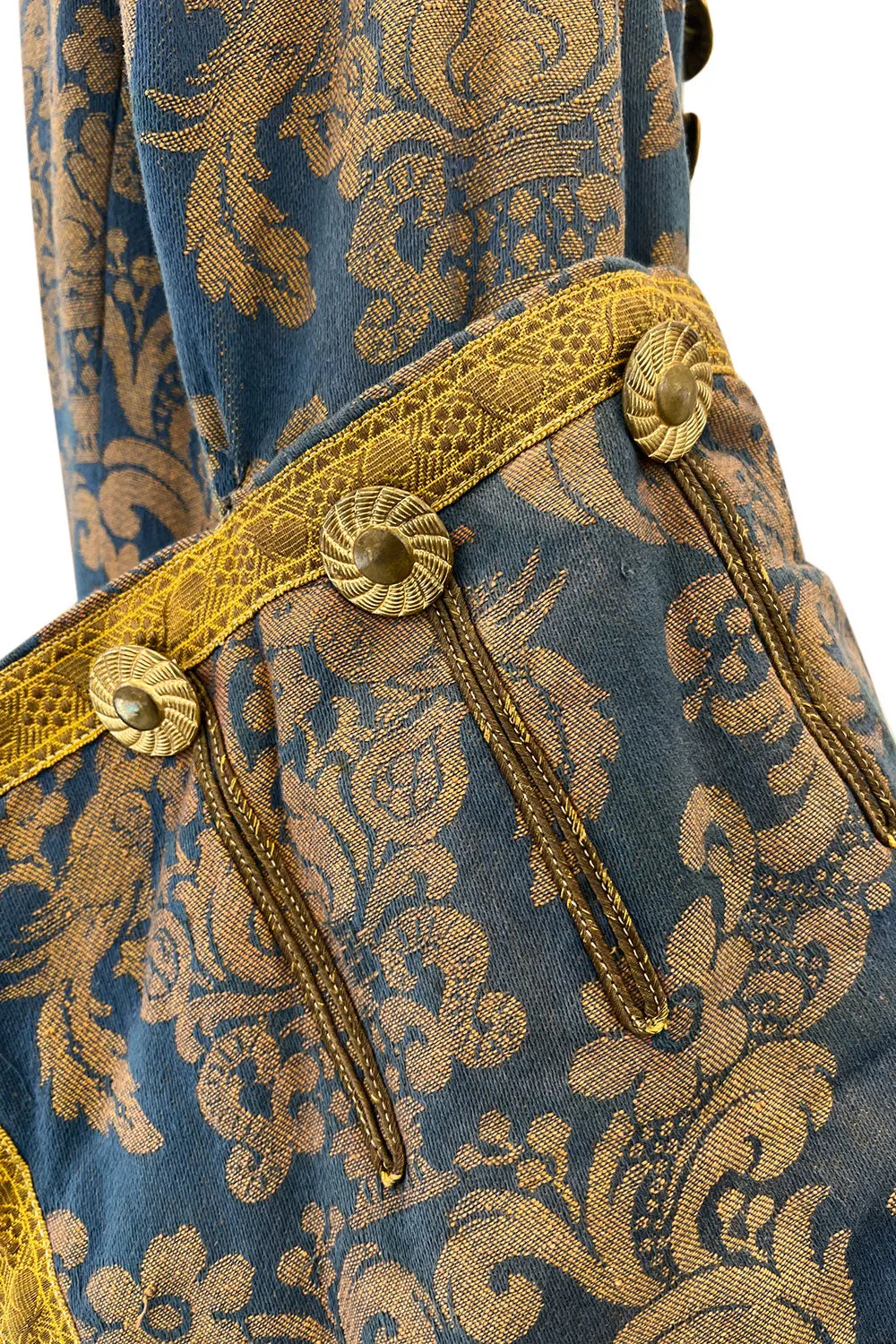 Remarkable Late 1800s Charles H. Fox Theatre Costume Gold & Blue Brocade Great Coat