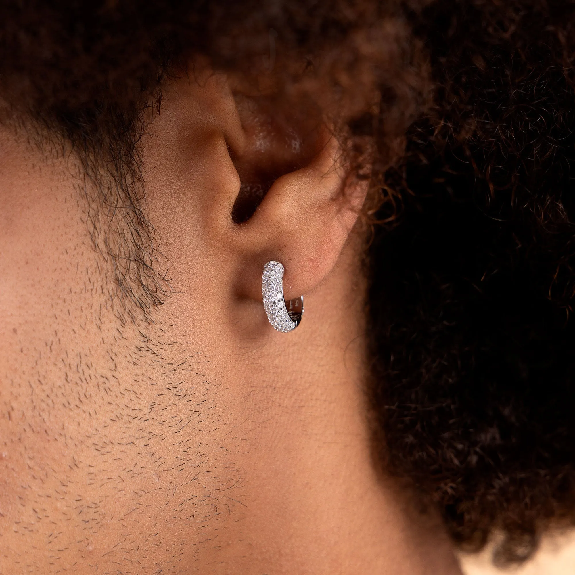 Round Paved Hoop Earring-Single