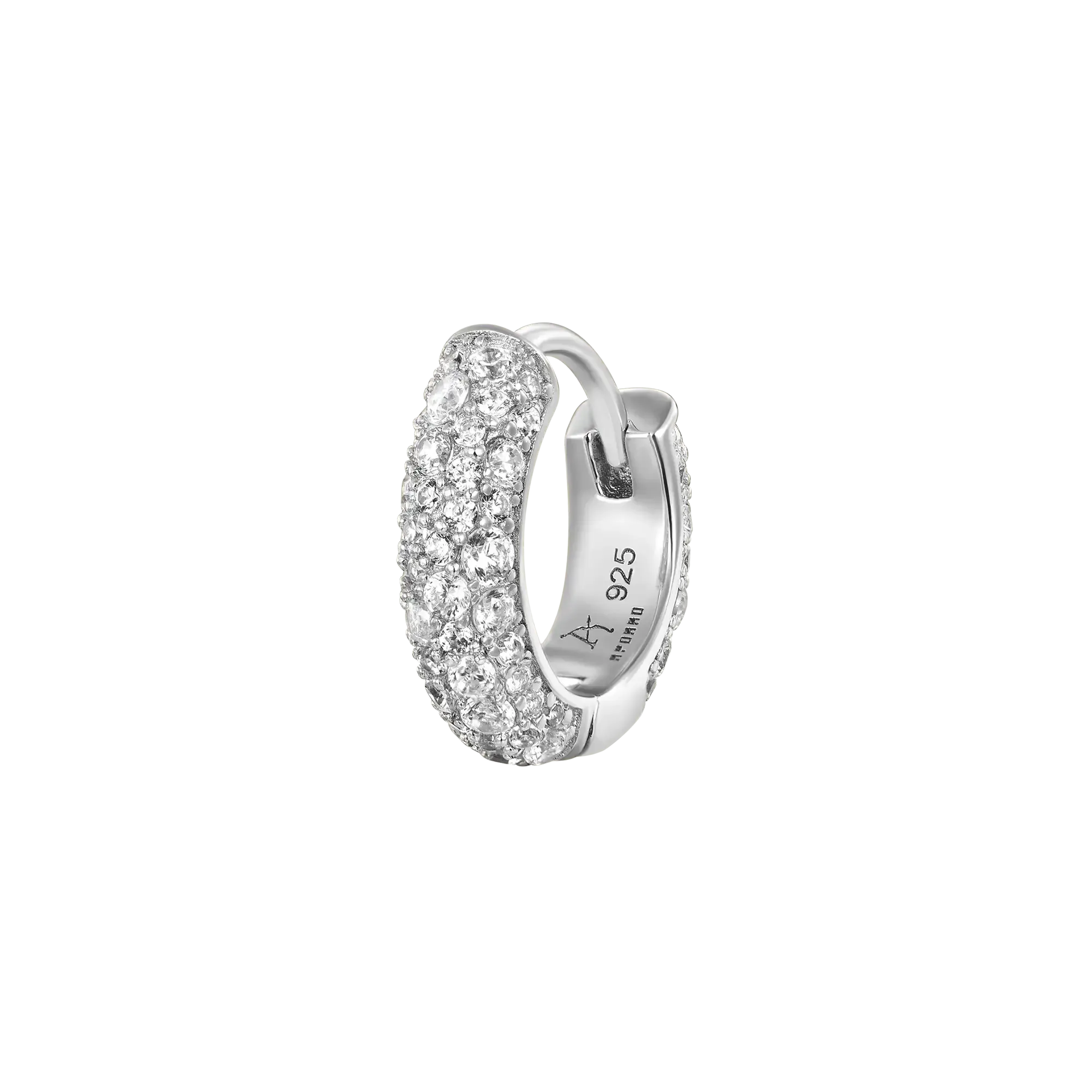 Round Paved Hoop Earring-Single