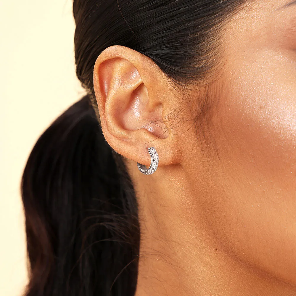 Round Paved Hoop Earring-Single