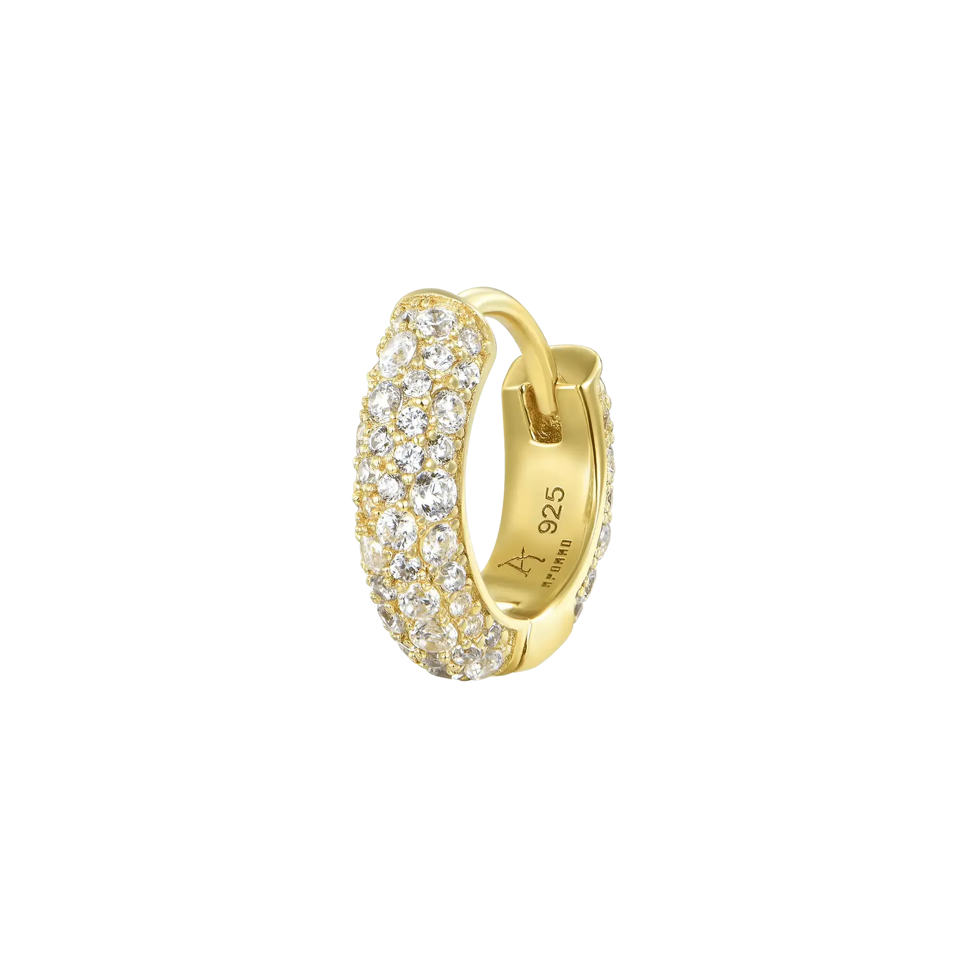 Round Paved Hoop Earring-Single