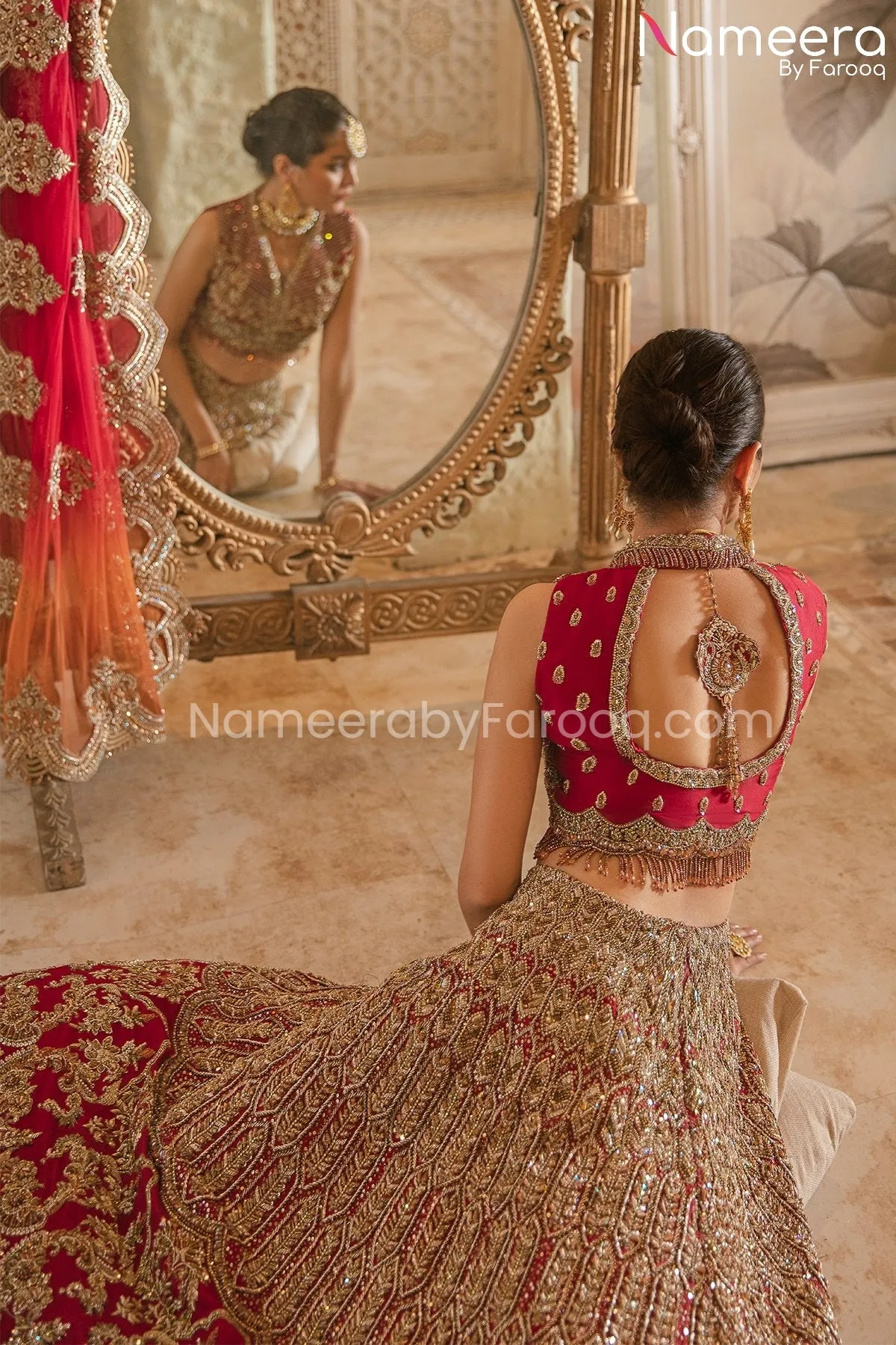 Royal Bridal Red Lehenga Choli Dupatta Dress #BS693