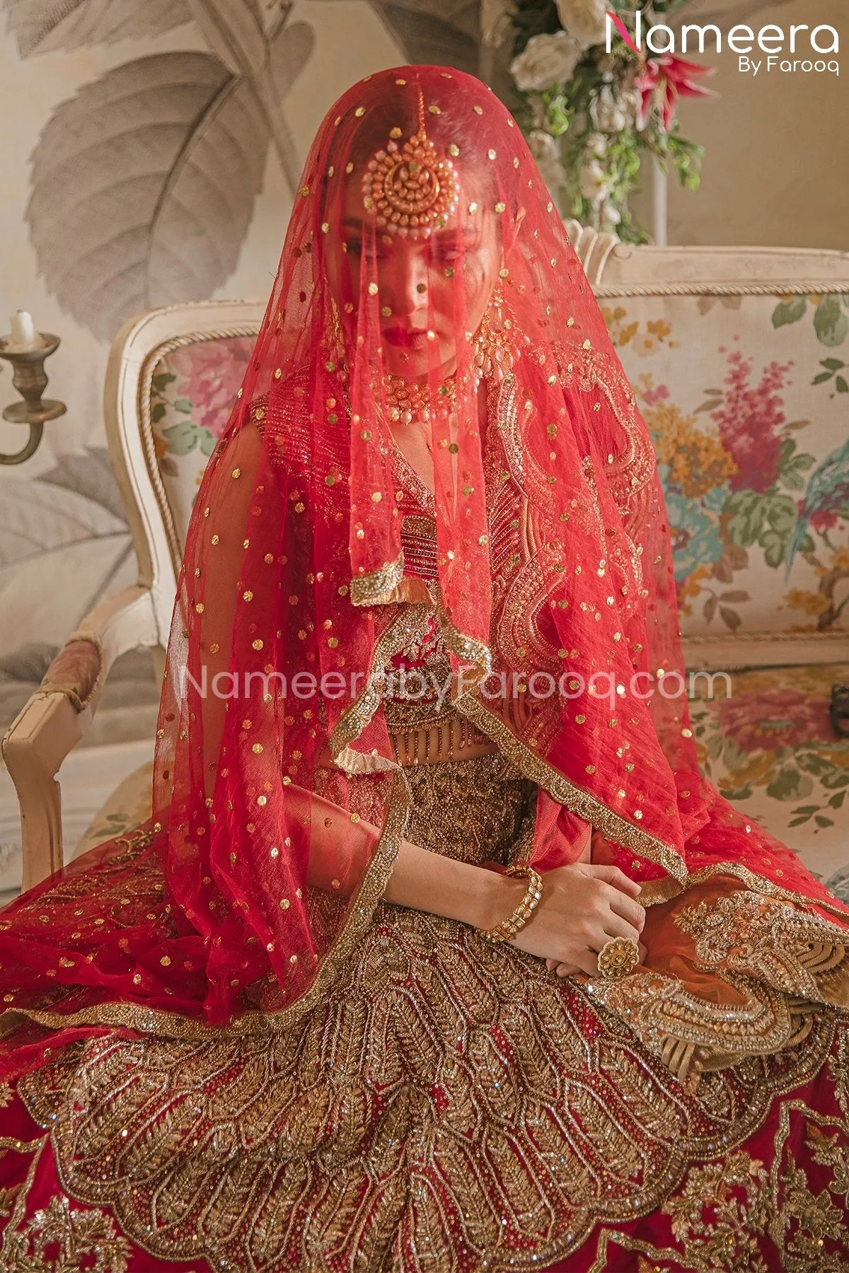 Royal Bridal Red Lehenga Choli Dupatta Dress #BS693