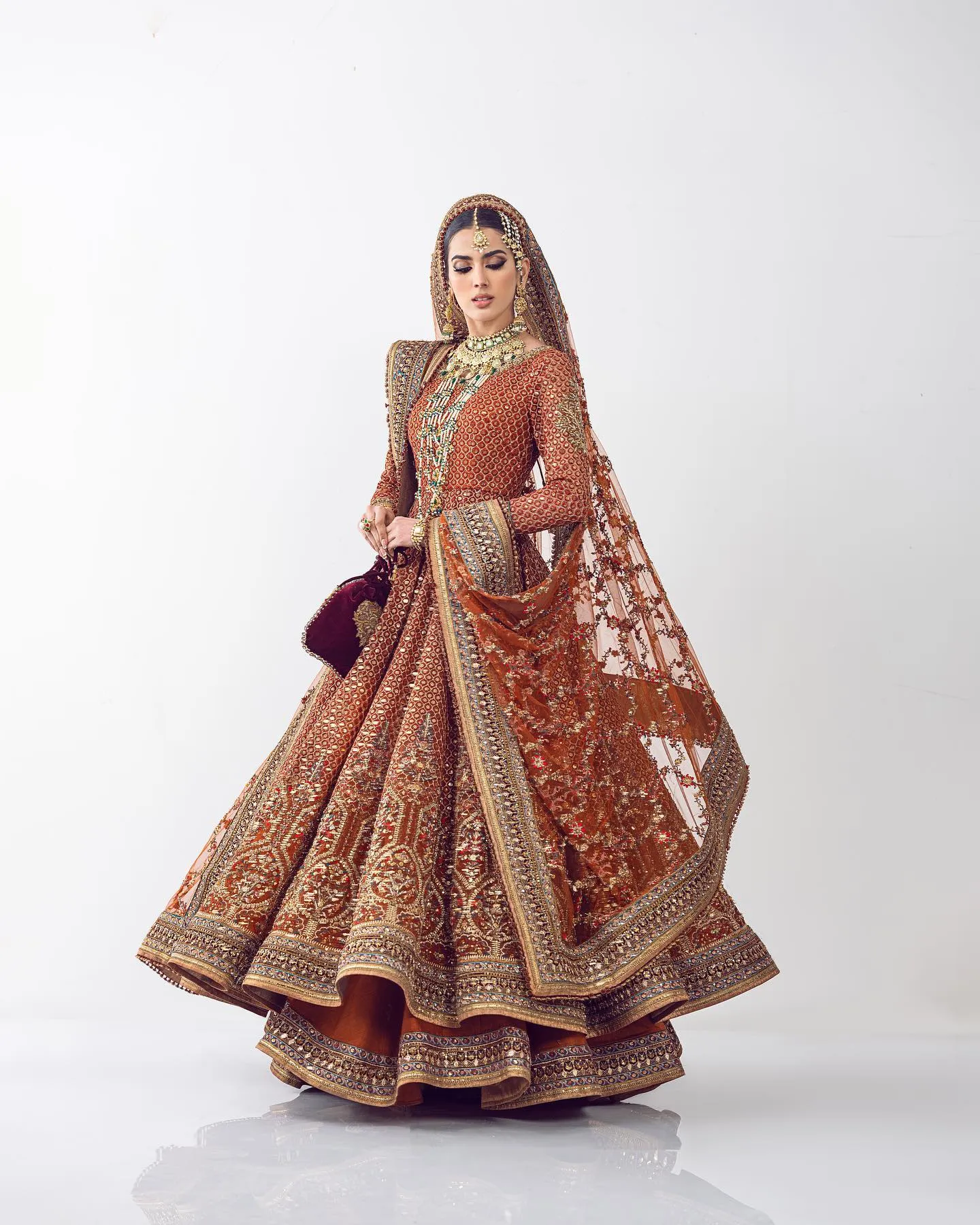 Royal Pakistani Bridal Pishwas Frock Dress for Wedding