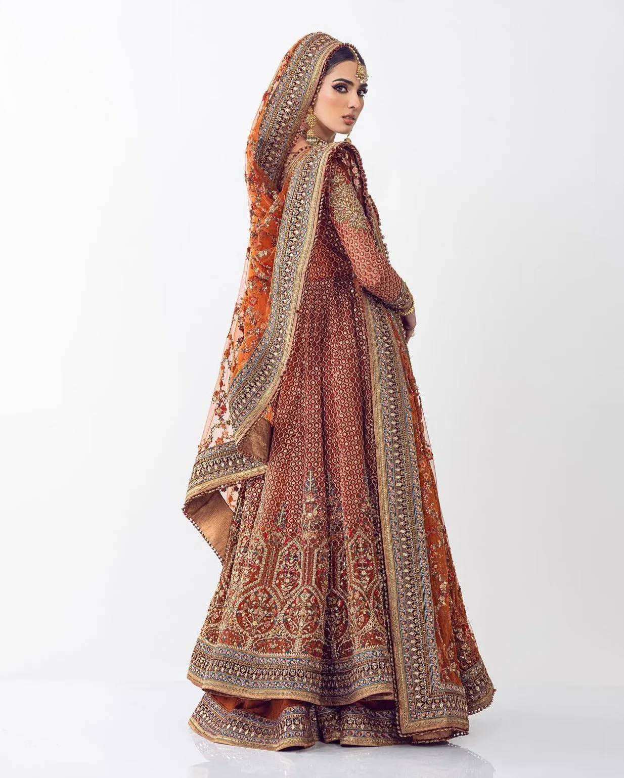 Royal Pakistani Bridal Pishwas Frock Dress for Wedding