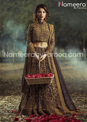 Rust Ombre Embellished Bridal lehenga Choli #BN103
