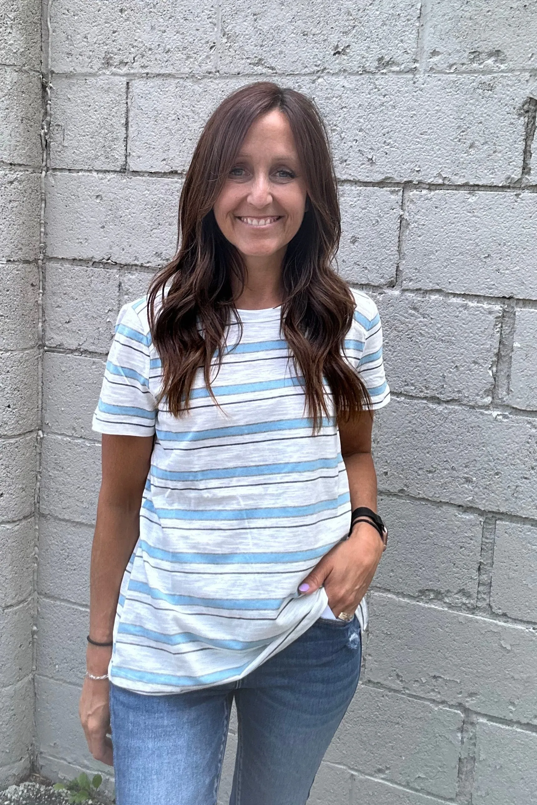 Salina Blue Striped Top