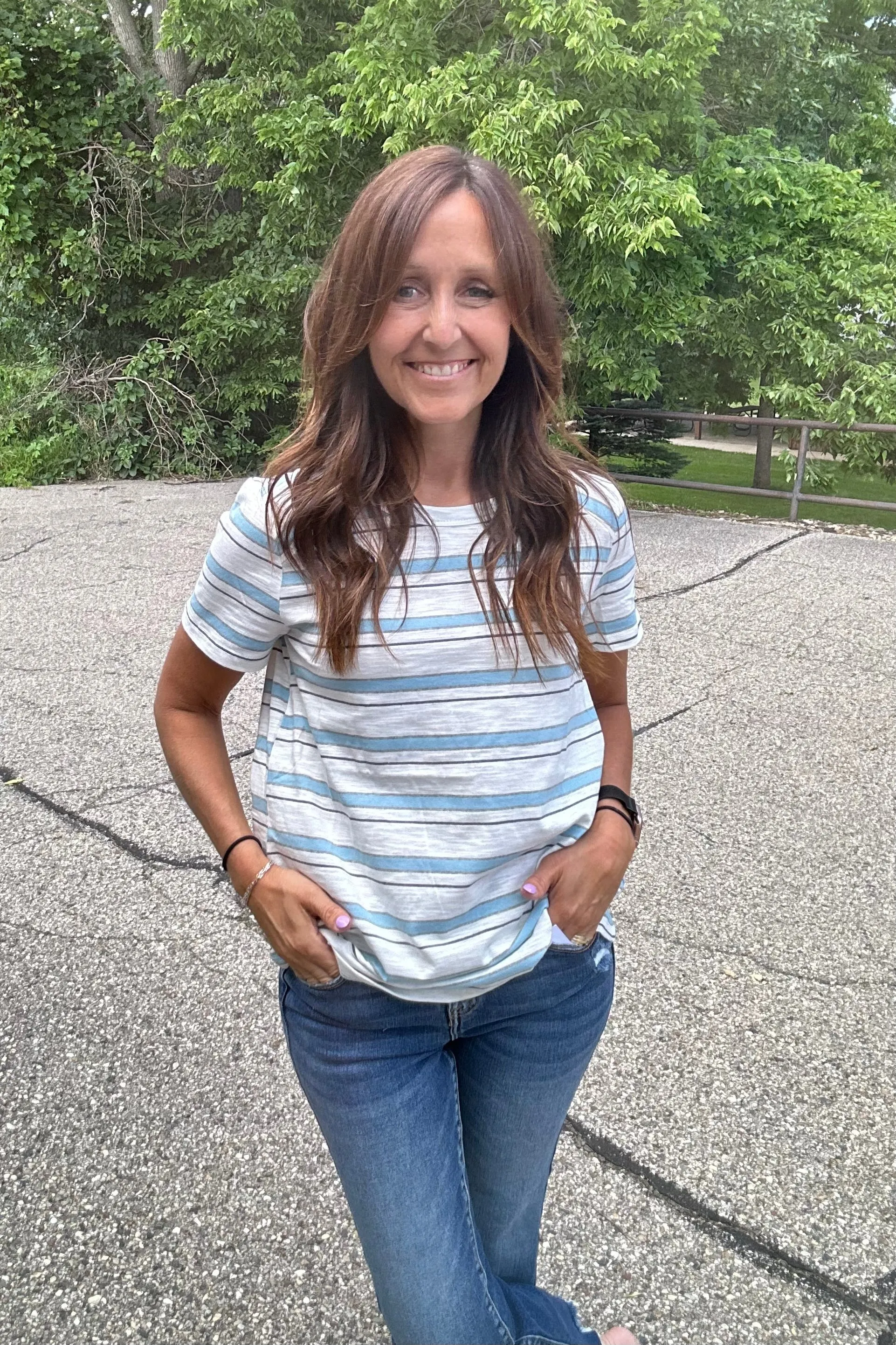 Salina Blue Striped Top