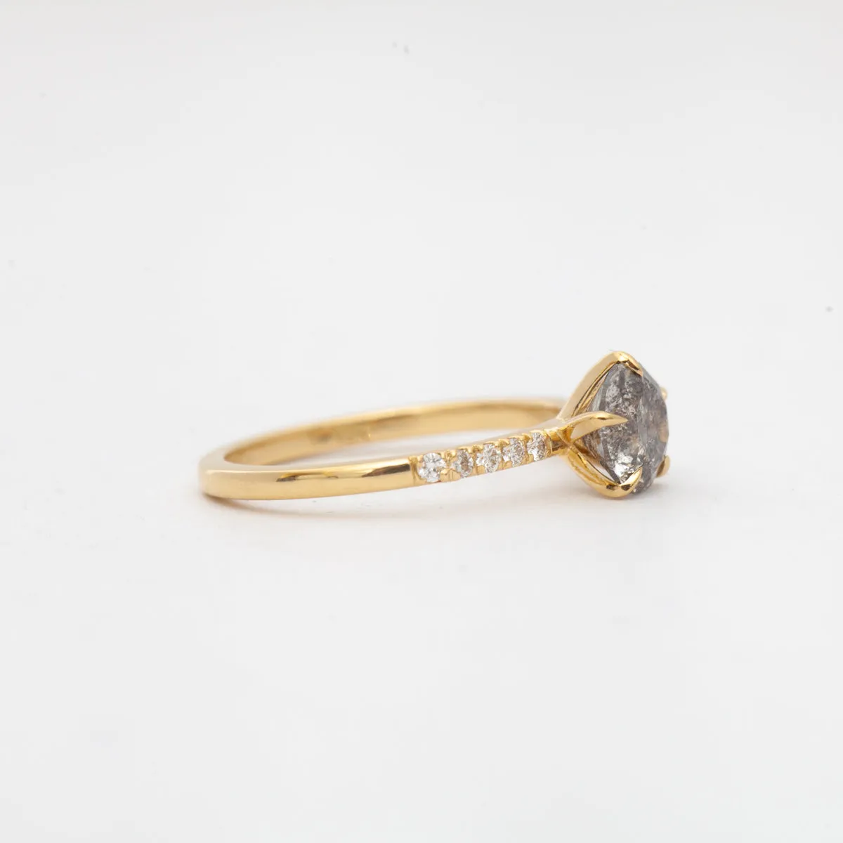 Salt and Pepper Diamond Vault Five-Prong Solitaire