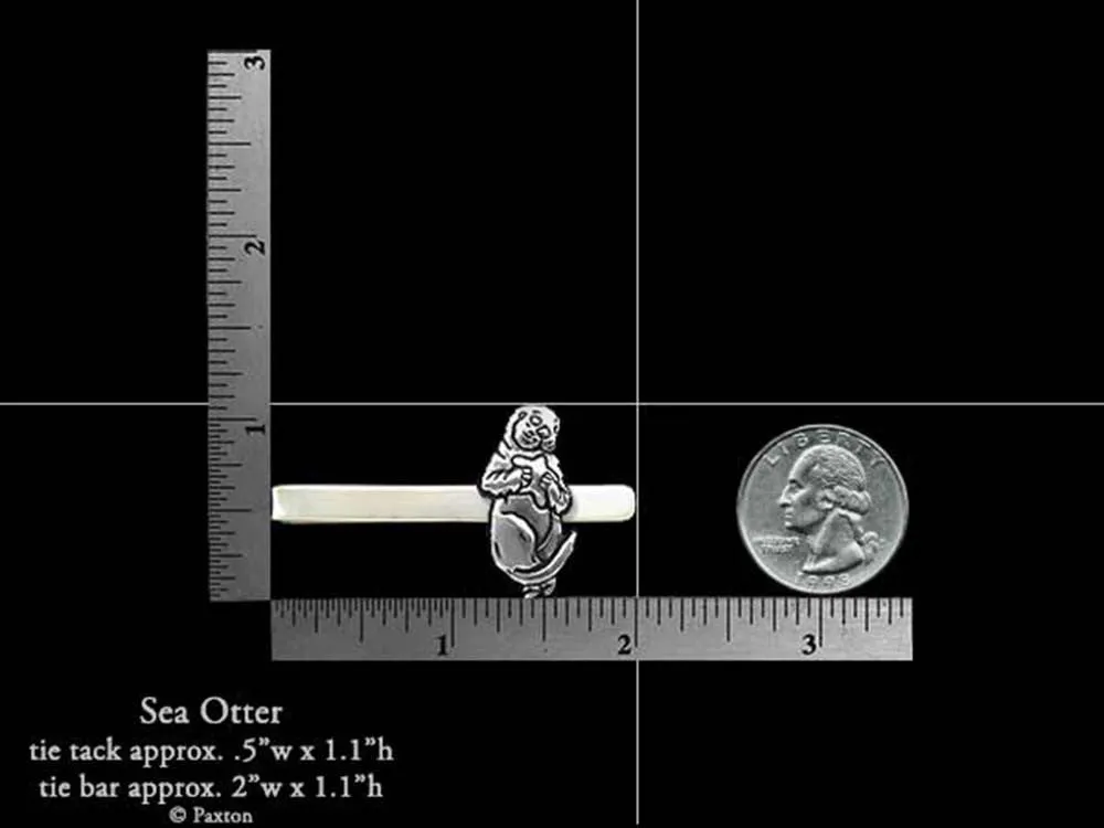 Sea Otter Tie Tack or Sea Otter Tie Bar / Tie Clip Sterling Silver