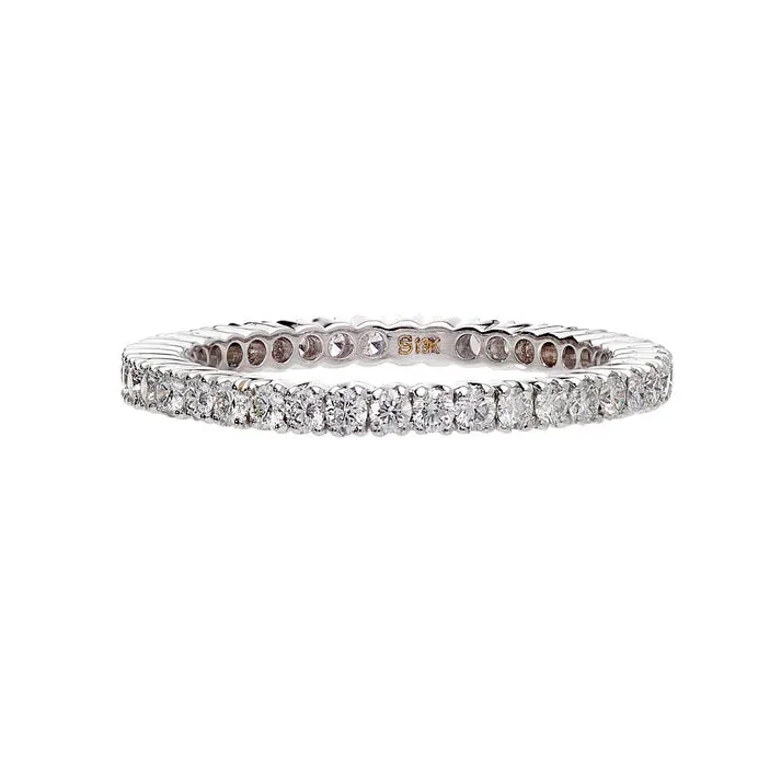 Sethi Couture 18K White Gold Prong White Diamond Eternity Band - Size 7