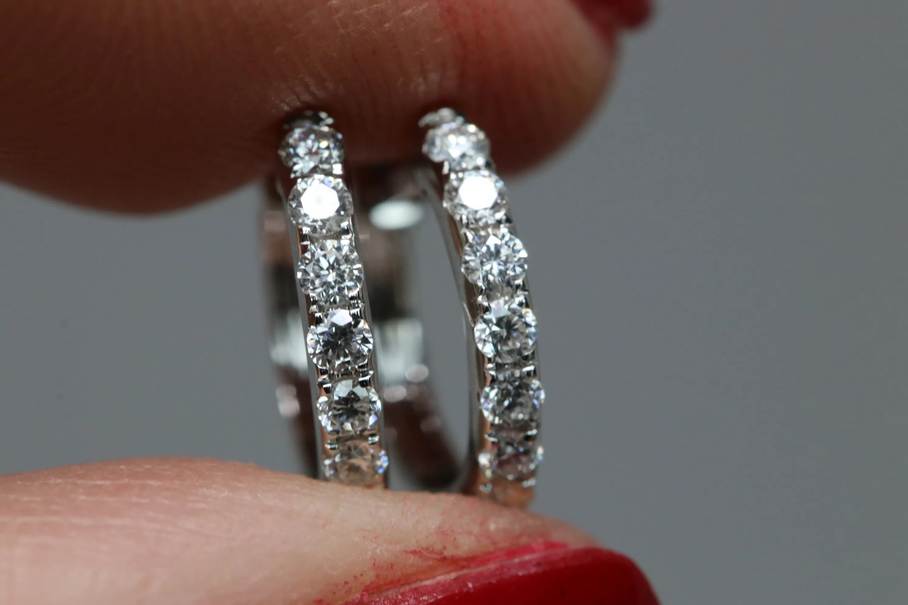 Shared Prong Diamond Hoop Earrings