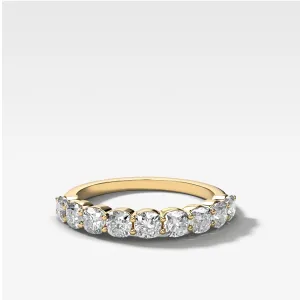 Shared Prong Wedding Band with Cushion Diamonds