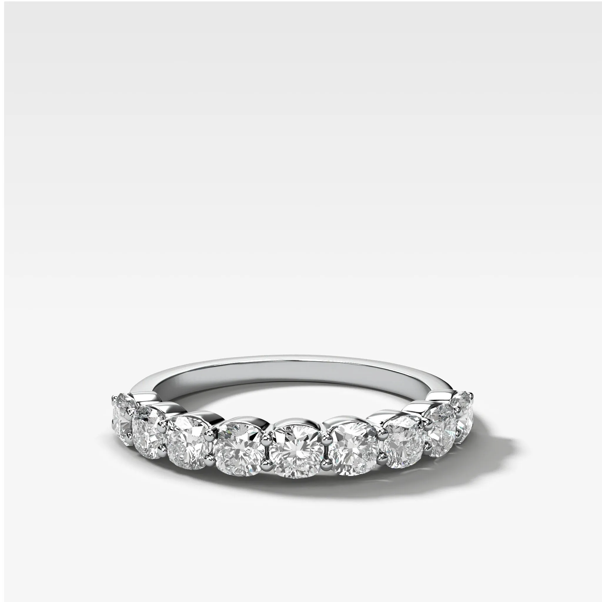 Shared Prong Wedding Band with Cushion Diamonds