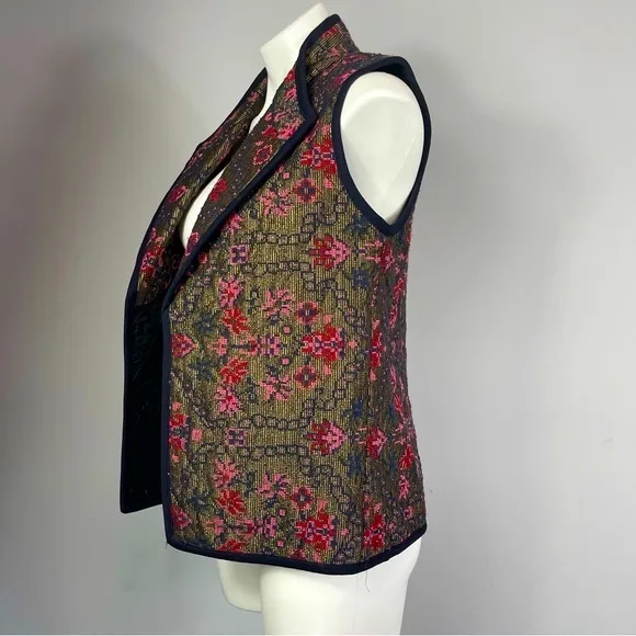 ShopBop Otte New York Chloe Quilted Tapestry Floral Metallic Embroidered Vest S
