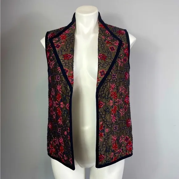 ShopBop Otte New York Chloe Quilted Tapestry Floral Metallic Embroidered Vest S