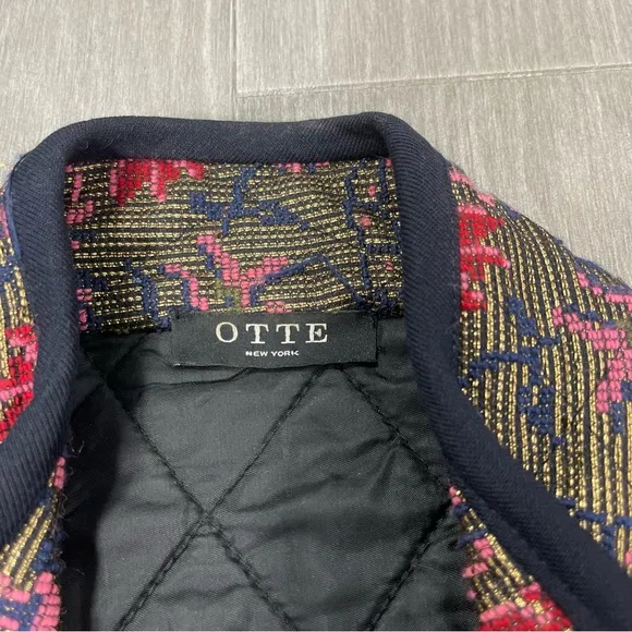 ShopBop Otte New York Chloe Quilted Tapestry Floral Metallic Embroidered Vest S