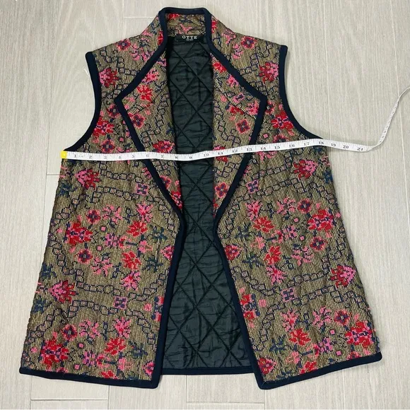 ShopBop Otte New York Chloe Quilted Tapestry Floral Metallic Embroidered Vest S