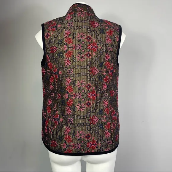 ShopBop Otte New York Chloe Quilted Tapestry Floral Metallic Embroidered Vest S