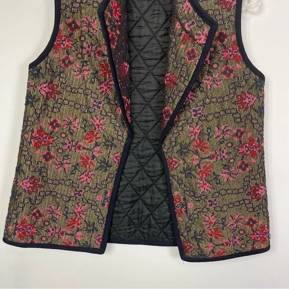 ShopBop Otte New York Chloe Quilted Tapestry Floral Metallic Embroidered Vest S