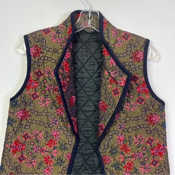ShopBop Otte New York Chloe Quilted Tapestry Floral Metallic Embroidered Vest S