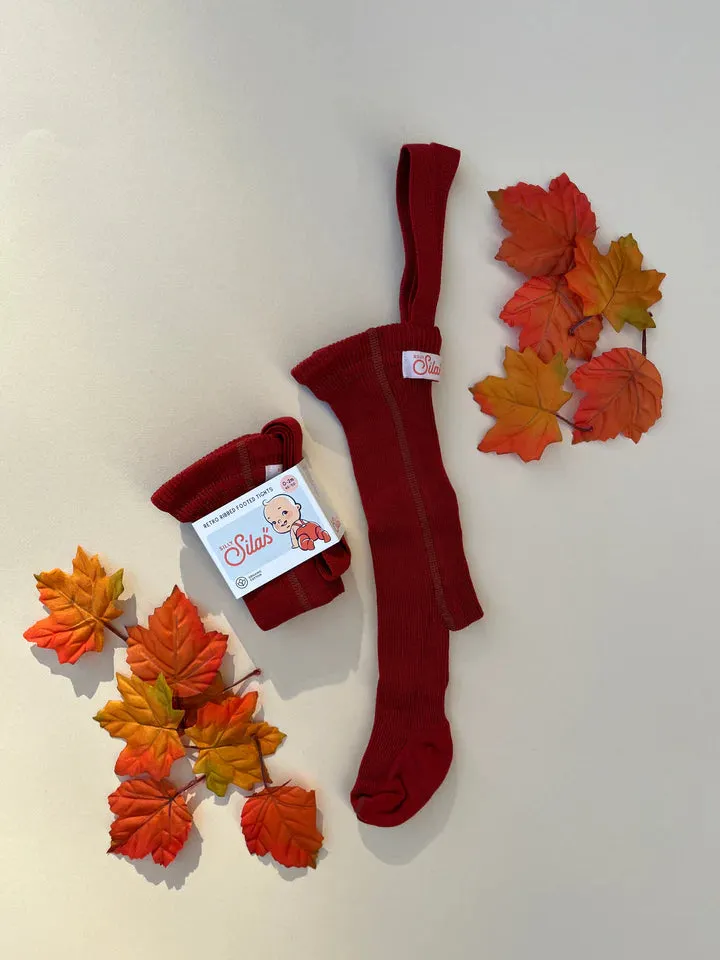 Silly Silas Footed Tights - Maple Leaf