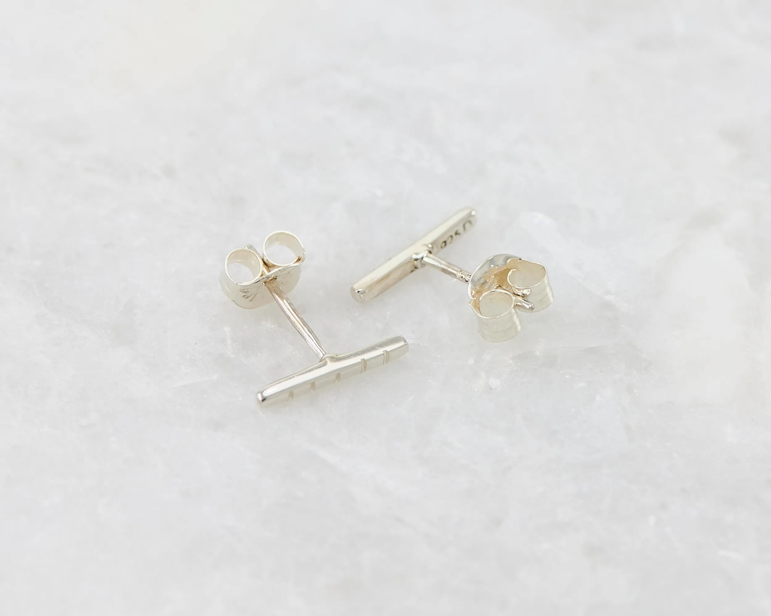 Silver Bar Stud Earrings