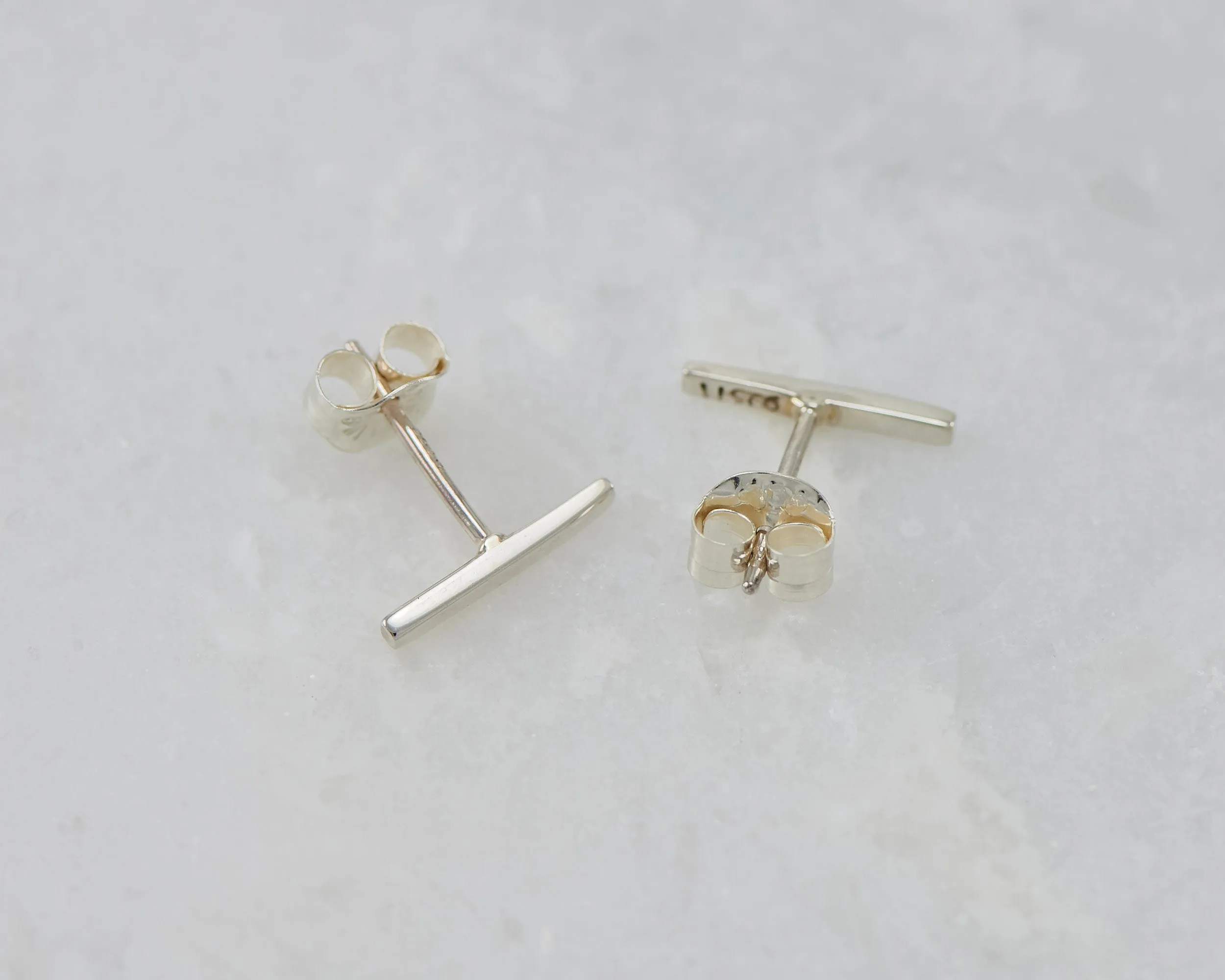 Silver Bar Stud Earrings