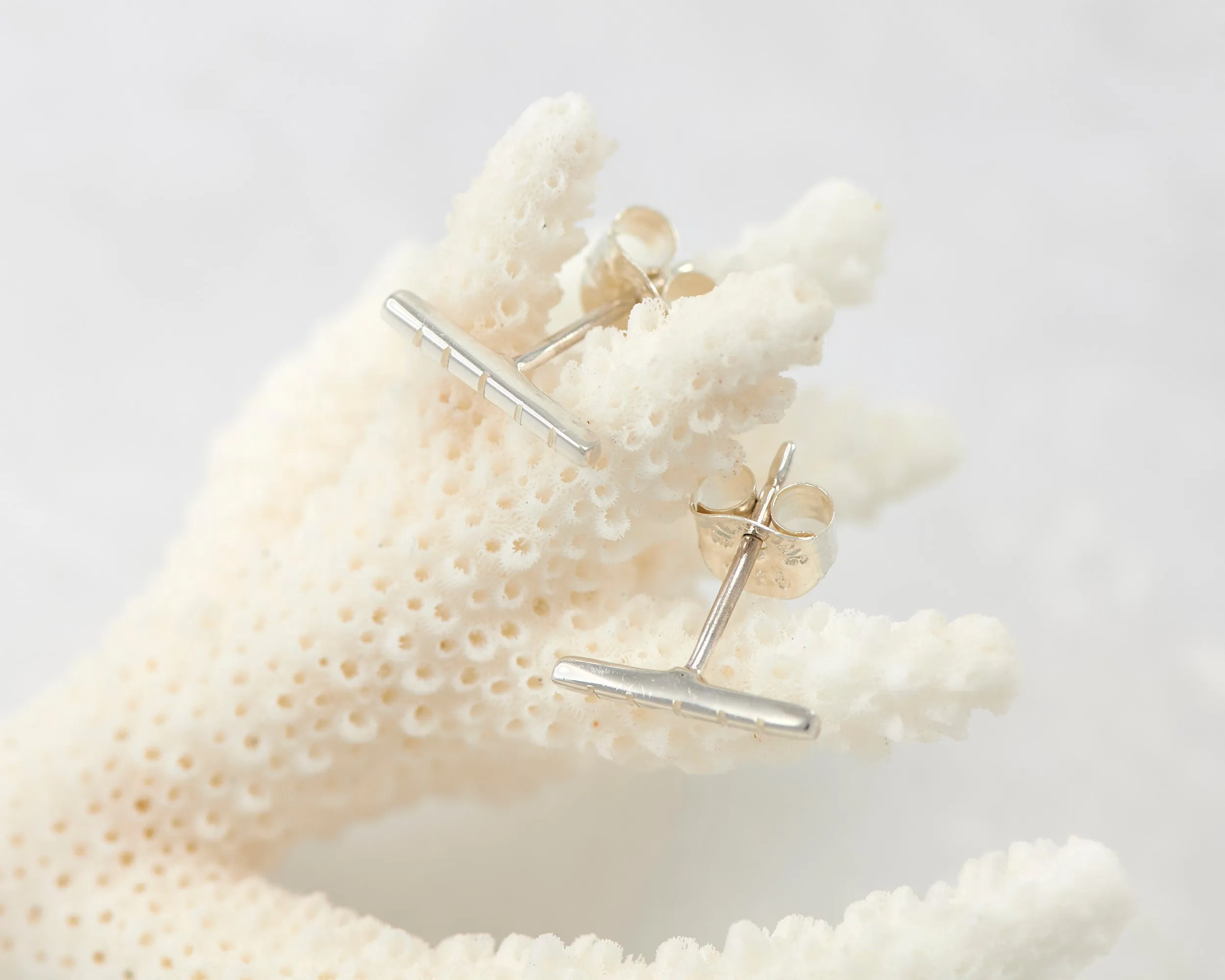 Silver Bar Stud Earrings