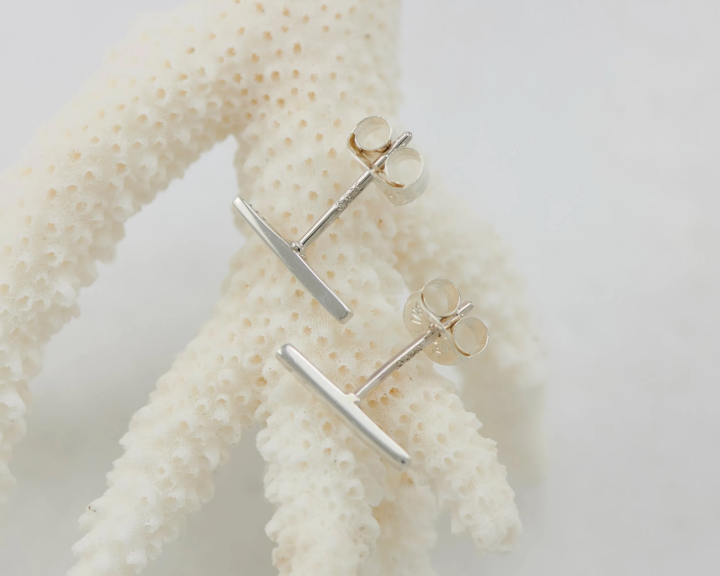 Silver Bar Stud Earrings