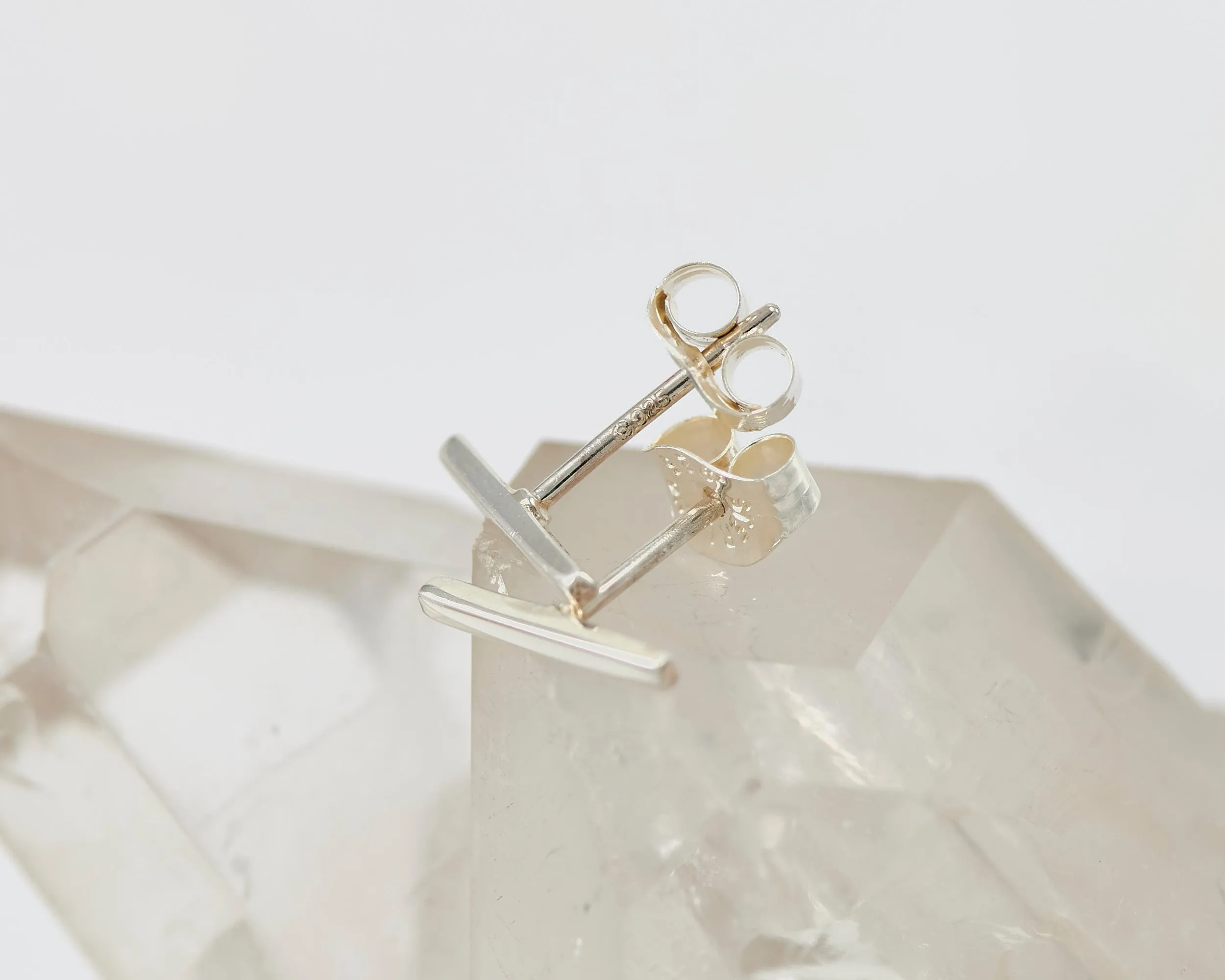 Silver Bar Stud Earrings