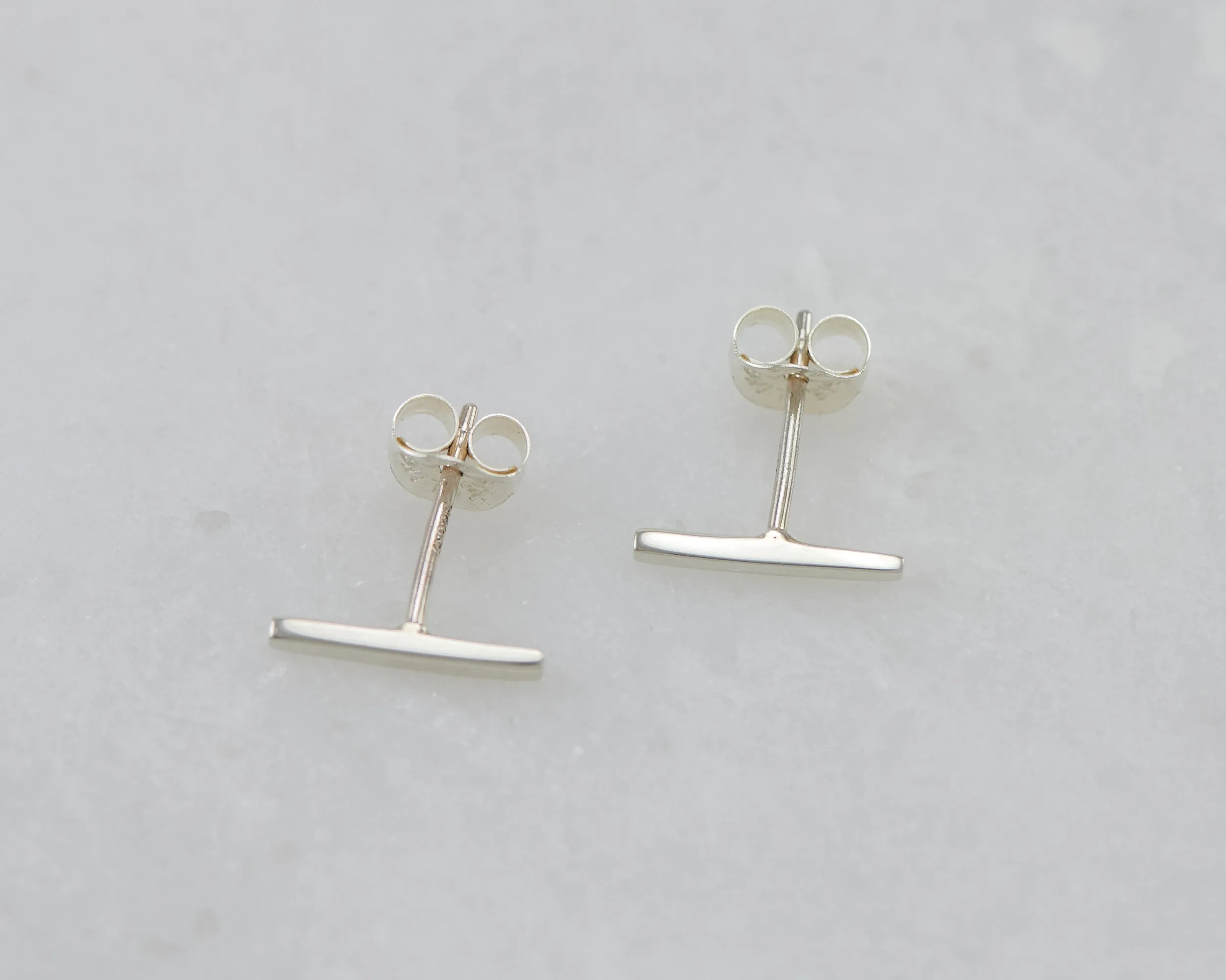 Silver Bar Stud Earrings