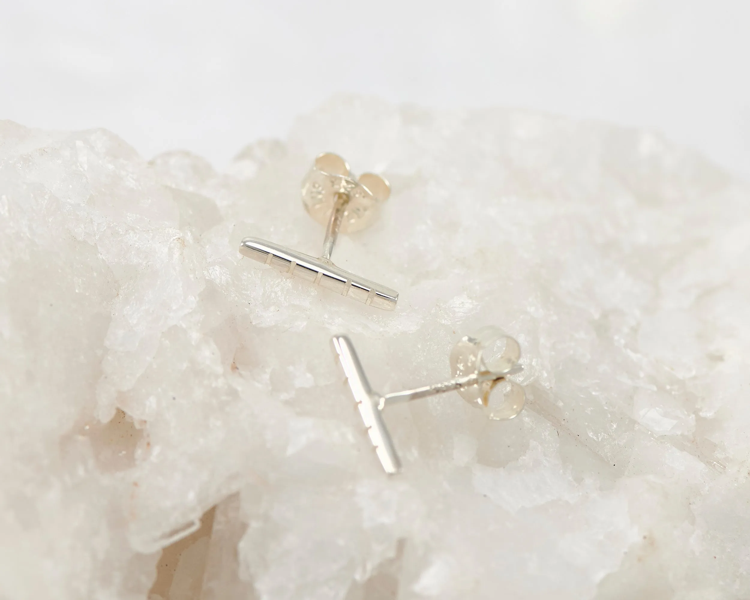 Silver Bar Stud Earrings