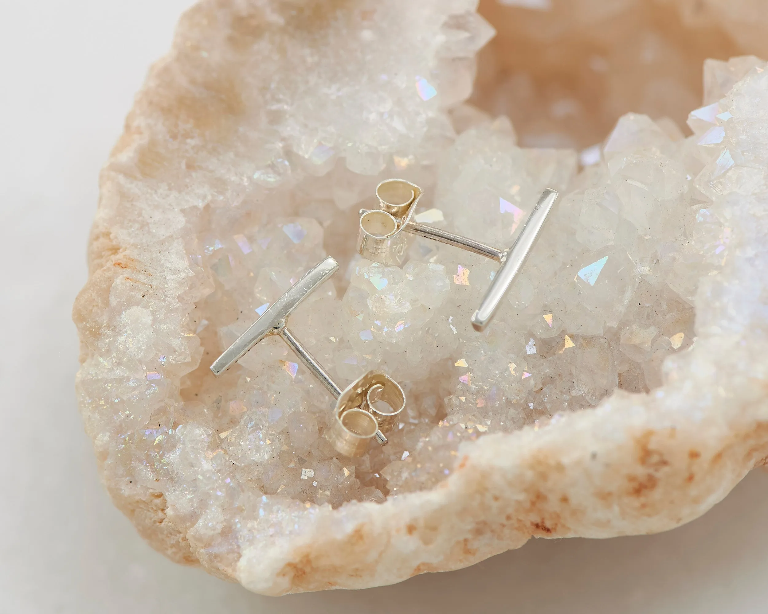 Silver Bar Stud Earrings
