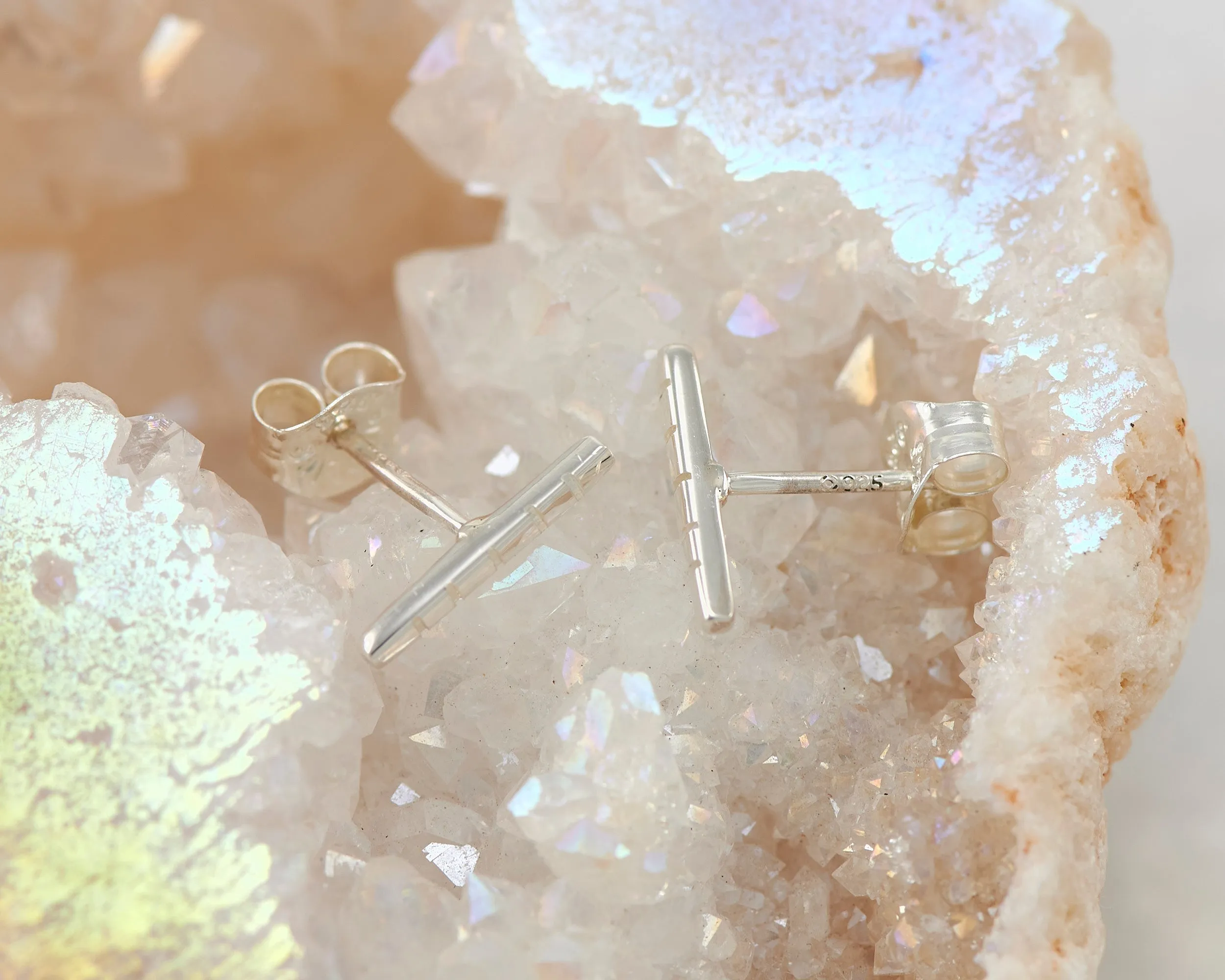 Silver Bar Stud Earrings