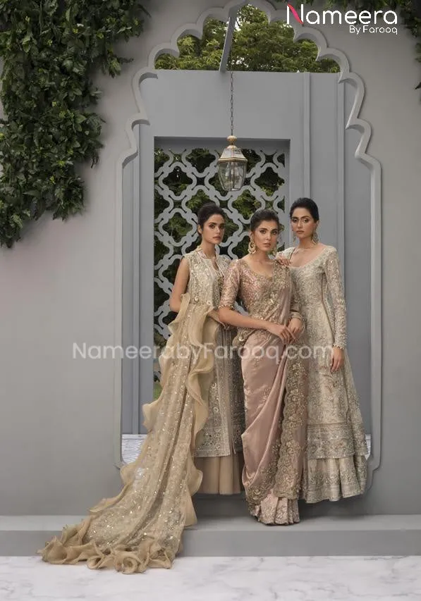 Silver Bridal Dress Pakistani in Pishwas Style #BS578